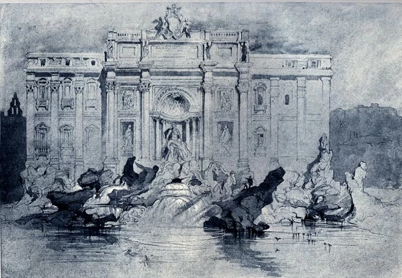 La fontana di Trevi, Roma, 1841